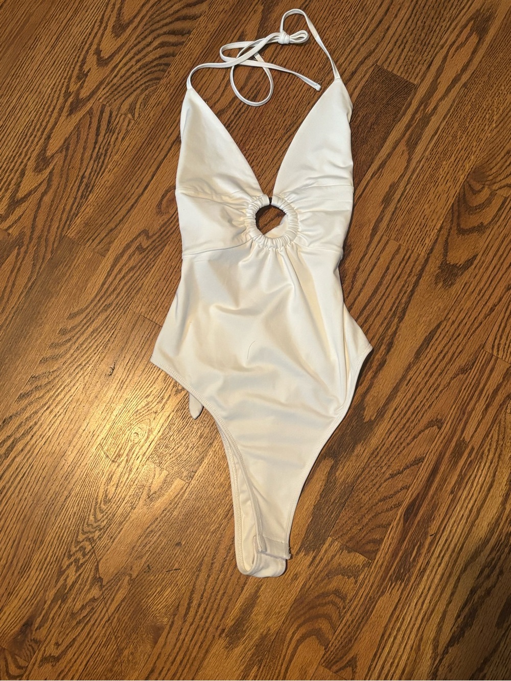 Grey Bandit White Halter O-Ring bodysuit Size Small